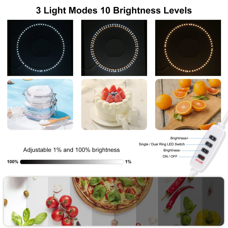 PULUZ 30cm Folding Ring Light Board Photo Lighting Studio Shooting Tent Box Kit Box with Shadowless Light Panel - by PULUZ | Online Shopping UK | buy2fix