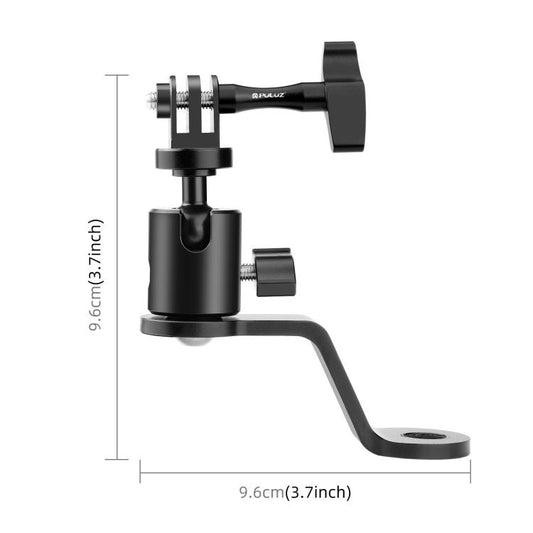 PULUZ Motorcycle Rearview Mirror Aluminum Alloy Action Camera Holder Mount (Black) - Holder by PULUZ | Online Shopping UK | buy2fix