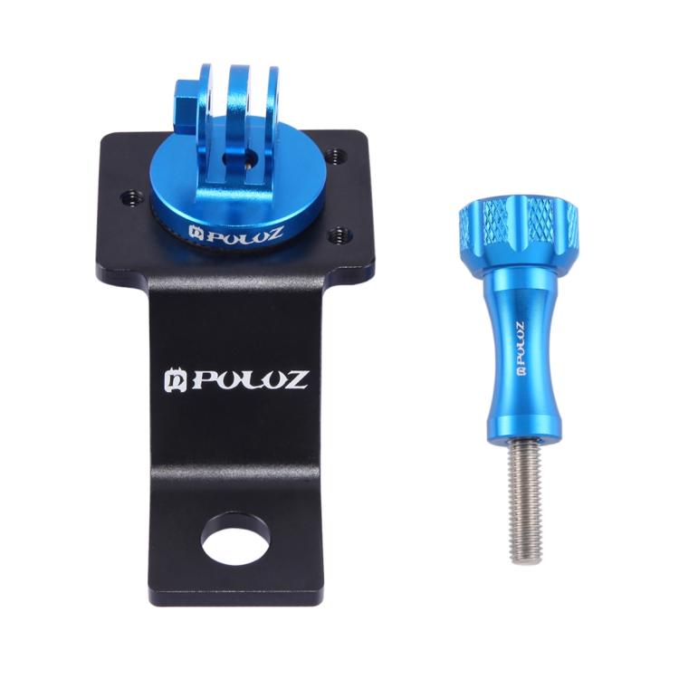 PULUZ Aluminum Alloy Motorcycle Fixed Holder Mount with Tripod Adapter & Screw for GoPro, Insta360, DJI and Other Action Cameras(Blue) - Holder by PULUZ | Online Shopping UK | buy2fix