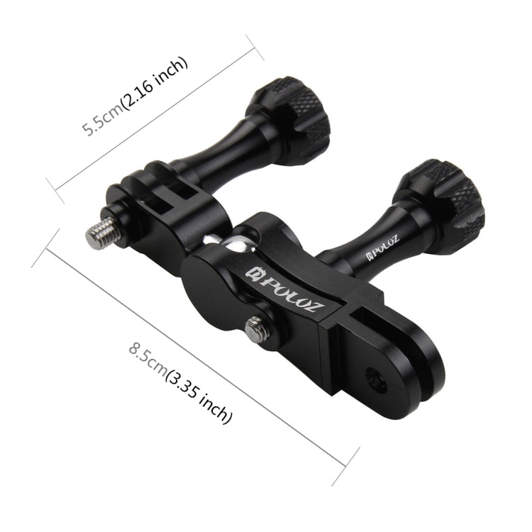 PULUZ CNC Aluminum Ball Joint Mount with 2 Long Screws for GoPro, Insta360, DJI and Other Action Cameras(Black) - Connection Mount by PULUZ | Online Shopping UK | buy2fix