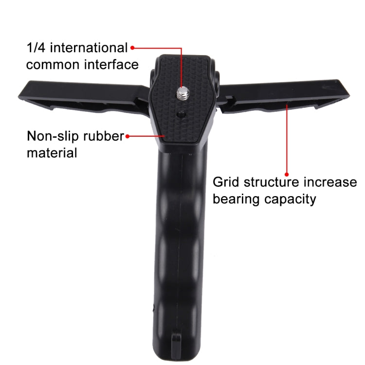 PULUZ Grip Folding Tripod Mount with Adapter & Screws for GoPro, Insta360, DJI and Other Action Cameras, Load Max: 2kg(Black) - Portable Mini Tripod by PULUZ | Online Shopping UK | buy2fix