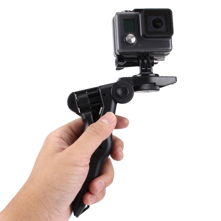 PULUZ Grip Folding Tripod Mount with Adapter & Screws for GoPro, Insta360, DJI and Other Action Cameras, Load Max: 2kg(Black) - Portable Mini Tripod by PULUZ | Online Shopping UK | buy2fix