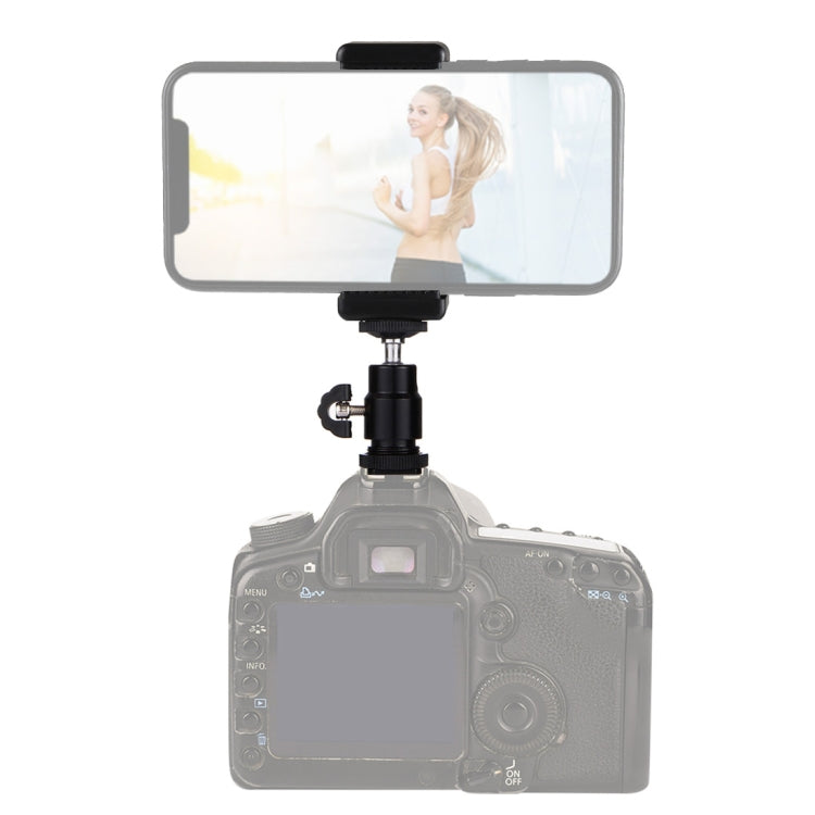 PULUZ 1/4 inch Hot Shoe Tripod Head + Tripod Stand Clamp for iPhone, Samsung, Huawei, HTC, 5.5cm - 8cm Width Smartphones - Stand by PULUZ | Online Shopping UK | buy2fix