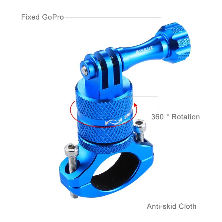 PULUZ 360 Degree Rotation Bike Aluminum Handlebar Adapter Mount with Screw for GoPro, Insta360, DJI and Other Action Cameras(Blue) - Bicycle Handlebar Mount by PULUZ | Online Shopping UK | buy2fix