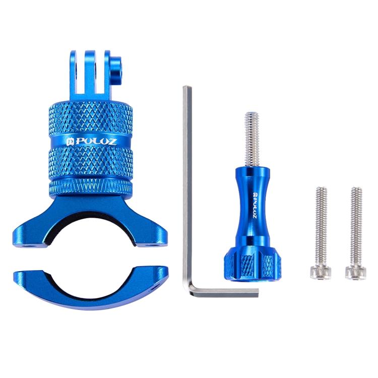 PULUZ 360 Degree Rotation Bike Aluminum Handlebar Adapter Mount with Screw for GoPro, Insta360, DJI and Other Action Cameras(Blue) - Bicycle Handlebar Mount by PULUZ | Online Shopping UK | buy2fix