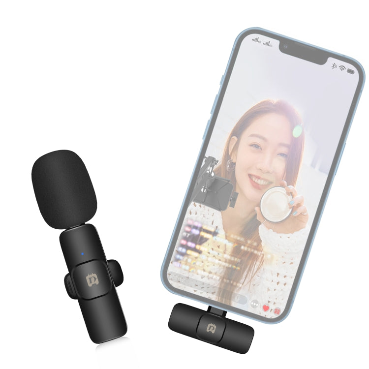 PULUZ Wireless Lavalier Noise Reduction Reverb Microphone for 8-Pin Device, Support Phone Charging(Black) - Microphone by PULUZ | Online Shopping UK | buy2fix