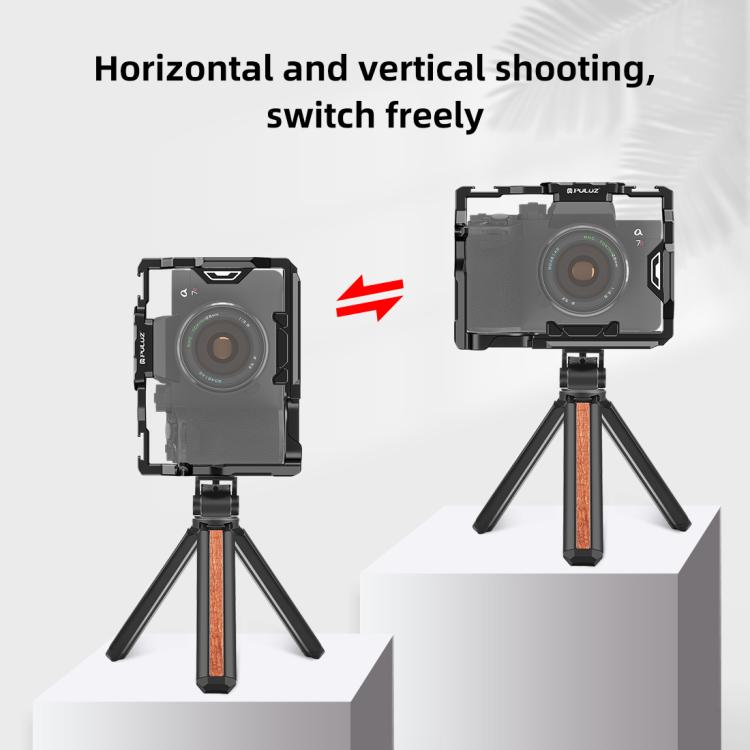 PULUZ Metal Camera Cage Stabilizer Rig for Sony A7 IV / ILCE-7M4 / A7M4 / A7M3 / A7R3 / A7R III / A7R5(Black) - Camera Cage by PULUZ | Online Shopping UK | buy2fix