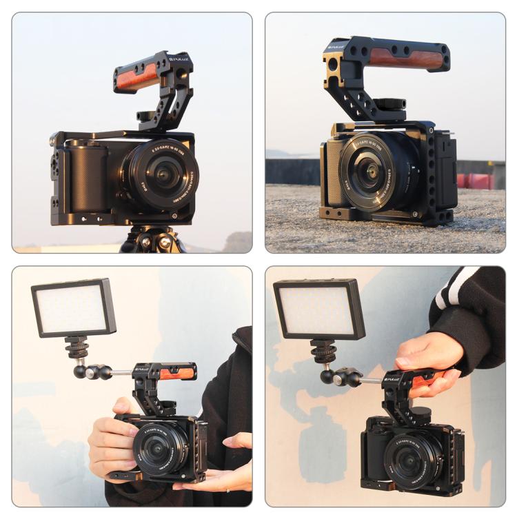 PULUZ 3/8 inch Camera Wooden Top Handle with Cold Shoe Mount(Black) - Camera Stabilizer by PULUZ | Online Shopping UK | buy2fix