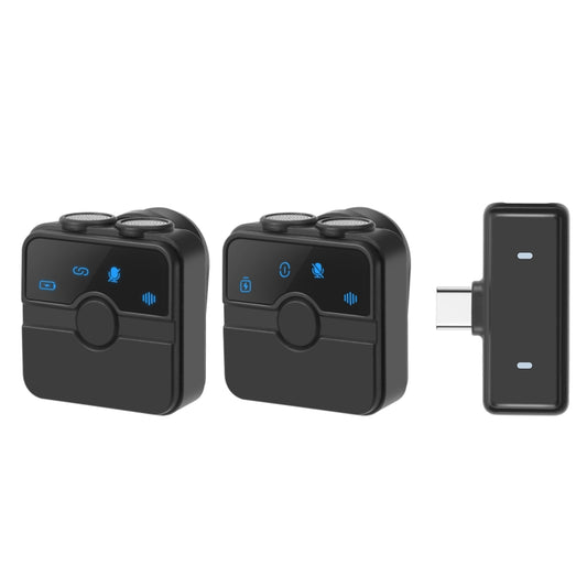 PULUZ Magnetic Lavalier Wireless Microphone with Charging Case Box, Type-C RX Receiver and 2 TX Microphones (Black) - Microphone by PULUZ | Online Shopping UK | buy2fix