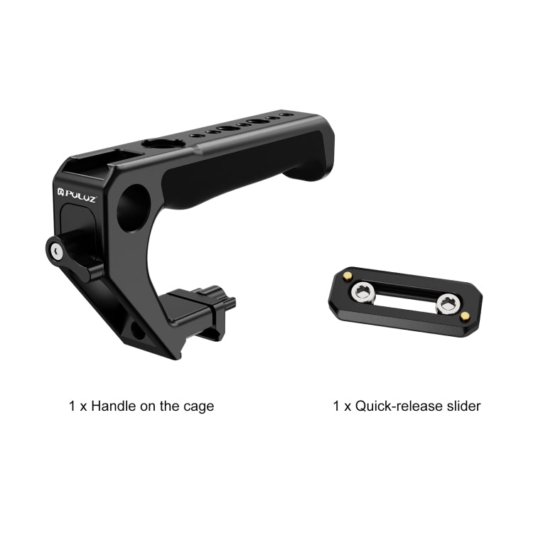 PULUZ Double-thread Metal Quick Release Top Handle with Cold Shoe for Camera Cage Stabilizer (Black) - Camera Stabilizer by PULUZ | Online Shopping UK | buy2fix