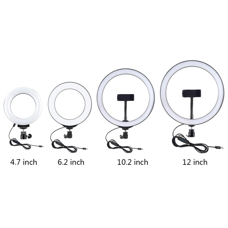 PULUZ Round Base Desktop Holder + 4.7 inch 12cm 3 Modes USB Dimmable LED Ring Vlogging Video Light, Adjustable Height: 15.5cm-25.5cm - Tripods by PULUZ | Online Shopping UK | buy2fix