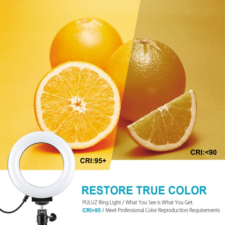 PULUZ Round Base Desktop Holder + 4.7 inch 12cm 3 Modes USB Dimmable LED Ring Vlogging Video Light, Adjustable Height: 15.5cm-25.5cm - Tripods by PULUZ | Online Shopping UK | buy2fix