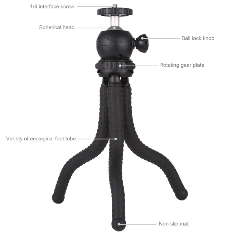 PULUZ Mini Octopus Flexible Tripod Holder with Ball Head for SLR Cameras, GoPro, Cellphone, Size: 25cmx4.5cm - Portable Mini Tripod by PULUZ | Online Shopping UK | buy2fix