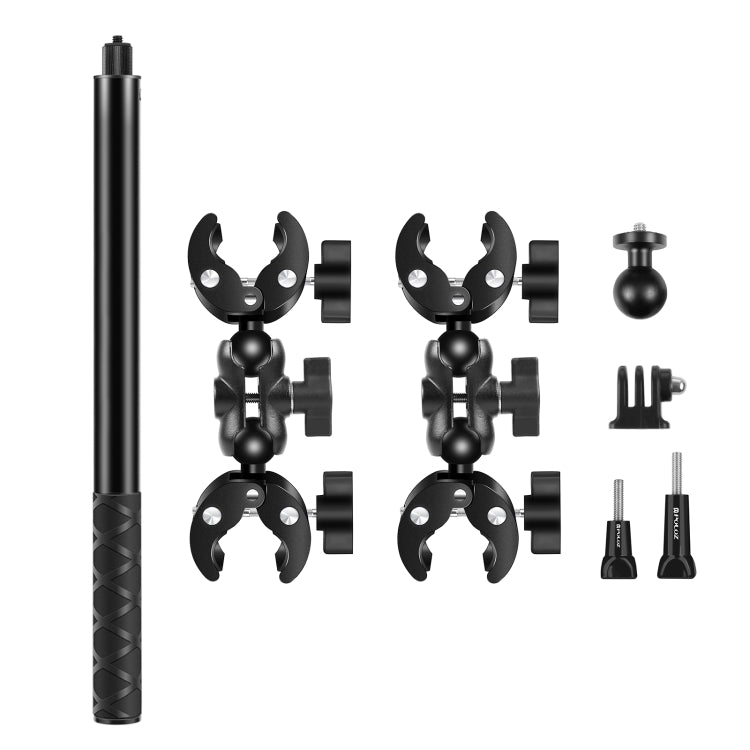 PULUZ Cycling Quick Release Bracket with 150cm Selfie Stick Set, Double Dual-heads Crabs Clamps Handlebar Fixed Mount (Black) by PULUZ
