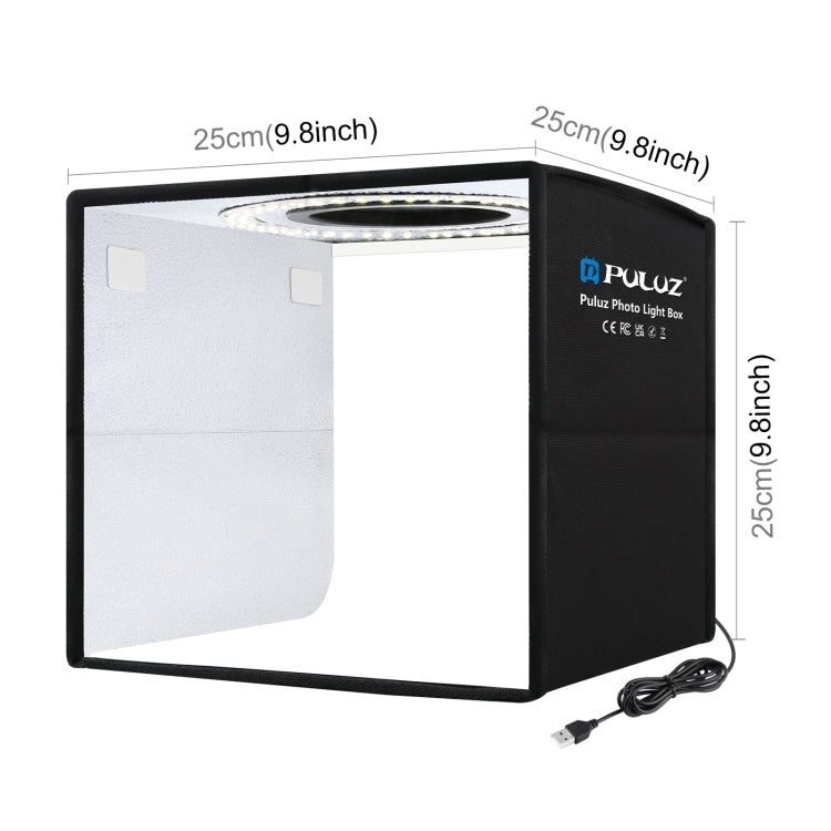 PULUZ 25cm Folding Portable High 97 CRI Ring Light Photo Lighting Studio Shooting Tent Box with 12 Colors Backdrops, Size: 25cm x 25cm x 25cm(Black) - by PULUZ | Online Shopping UK | buy2fix