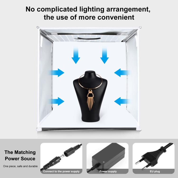 PULUZ 40cm Folding Portable White Light Dimmable Photo Lighting Studio Shooting Tent Box Kit with 6 Colors (Black, Orange, White, Red, Green, Blue) Backdrops(EU Plug) - by PULUZ | Online Shopping UK | buy2fix
