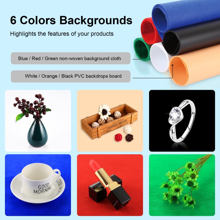 PULUZ 40cm Folding Portable White Light Dimmable Photo Lighting Studio Shooting Tent Box Kit with 6 Colors (Black, Orange, White, Red, Green, Blue) Backdrops(UK Plug) - by PULUZ | Online Shopping UK | buy2fix