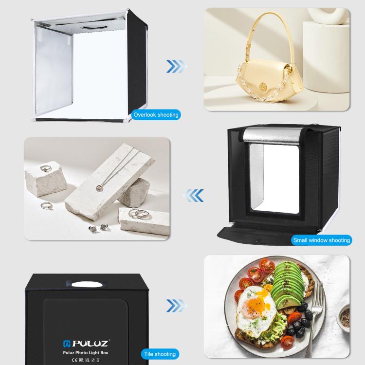 PULUZ 40cm Folding Portable White Light Dimmable Photo Lighting Studio Shooting Tent Box Kit with 6 Colors (Black, Orange, White, Red, Green, Blue) Backdrops(UK Plug) - by PULUZ | Online Shopping UK | buy2fix