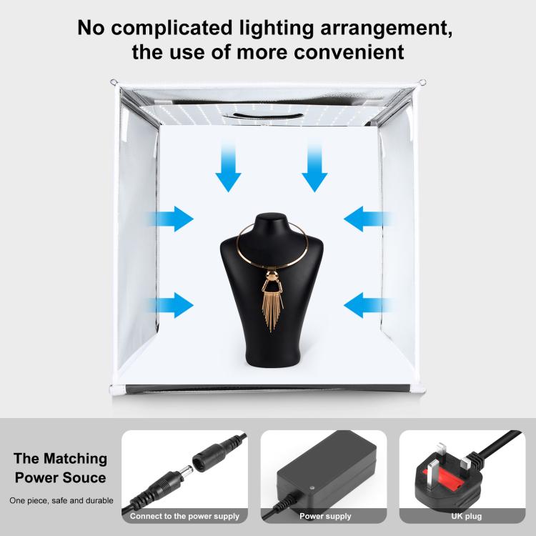PULUZ 40cm Folding Portable White Light Dimmable Photo Lighting Studio Shooting Tent Box Kit with 6 Colors (Black, Orange, White, Red, Green, Blue) Backdrops(UK Plug) - by PULUZ | Online Shopping UK | buy2fix