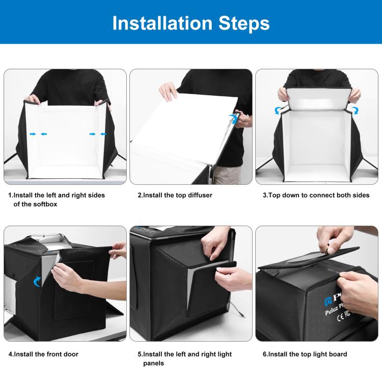 PULUZ 40cm Folding 72W 5500K Studio Shooting Tent Soft Box Photography Lighting Kit with 4 Colors (Black, Orange, White, Green) Backdrops(AU Plug) - by PULUZ | Online Shopping UK | buy2fix