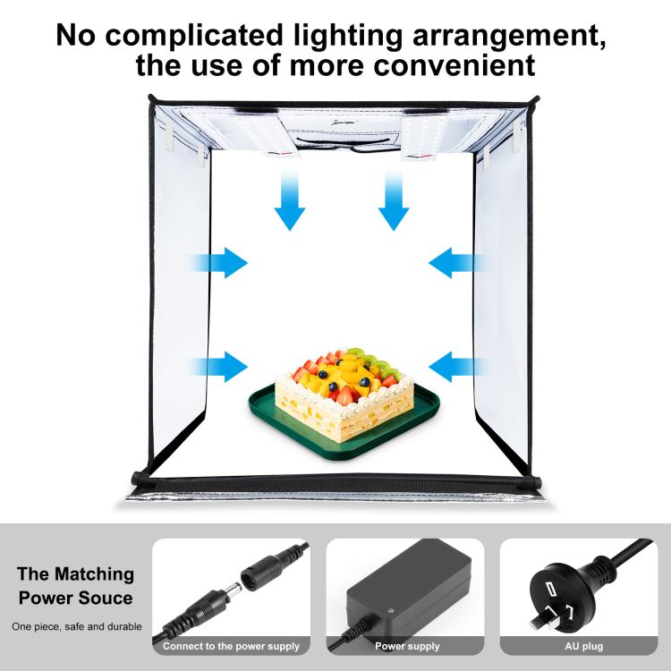 PULUZ Photo Studio Light Box Portable 60 x 60 x 60 cm Light Tent LED 5500K White Light Dimmable Mini 36W Photography Studio Tent Kit with 6 Removable Backdrops (Black Orange White Green Blue Red)(AU Plug) - by PULUZ | Online Shopping UK | buy2fix