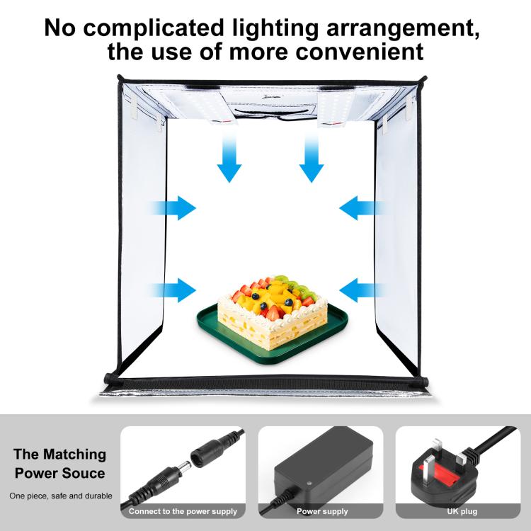 PULUZ Photo Studio Light Box Portable 60 x 60 x 60 cm Light Tent LED 5500K White Light Dimmable Mini 36W Photography Studio Tent Kit with 6 Removable Backdrops (Black Orange White Green Blue Red)(UK Plug) - by PULUZ | Online Shopping UK | buy2fix