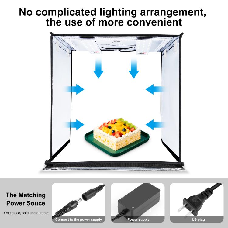 PULUZ Photo Studio Light Box Portable 60 x 60 x 60 cm Light Tent LED 5500K White Light Dimmable Mini 36W Photography Studio Tent Kit with 6 Removable Backdrops (Black Orange White Green Blue Red)(US Plug) - by PULUZ | Online Shopping UK | buy2fix