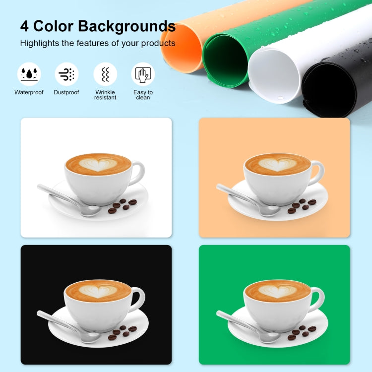 PULUZ 80cm Folding Portable 90W 14000LM High CRI White Light Photo Lighting Studio Shooting Tent Box Kit with 4 Colors Black, White, Orange, Green Backdrops (EU Plug) - by PULUZ | Online Shopping UK | buy2fix
