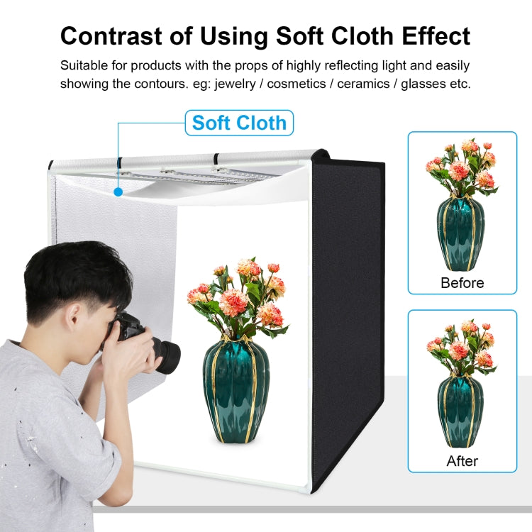 PULUZ 80cm Folding Portable 90W 14000LM High CRI White Light Photo Lighting Studio Shooting Tent Box Kit with 4 Colors Black, White, Orange, Green Backdrops (EU Plug) - by PULUZ | Online Shopping UK | buy2fix