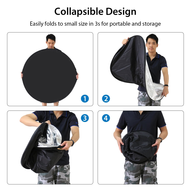 PULUZ 60cm 5 in 1 (Silver / Translucent / Gold / White / Black) Folding Photo Studio Reflector Board - by PULUZ | Online Shopping UK | buy2fix