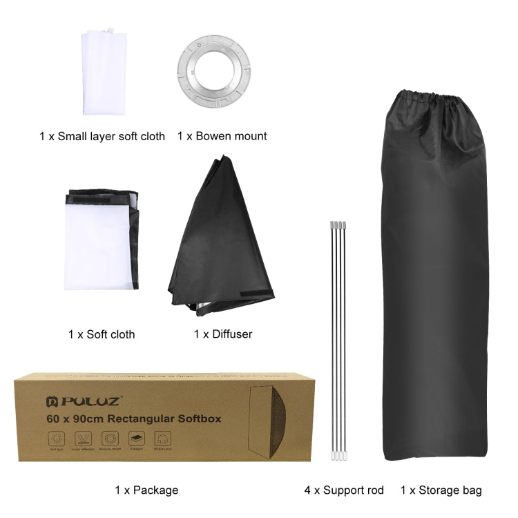 PULUZ Rectangle Speedlite Softbox Bowens Mount Diffuser - by PULUZ | Online Shopping UK | buy2fix