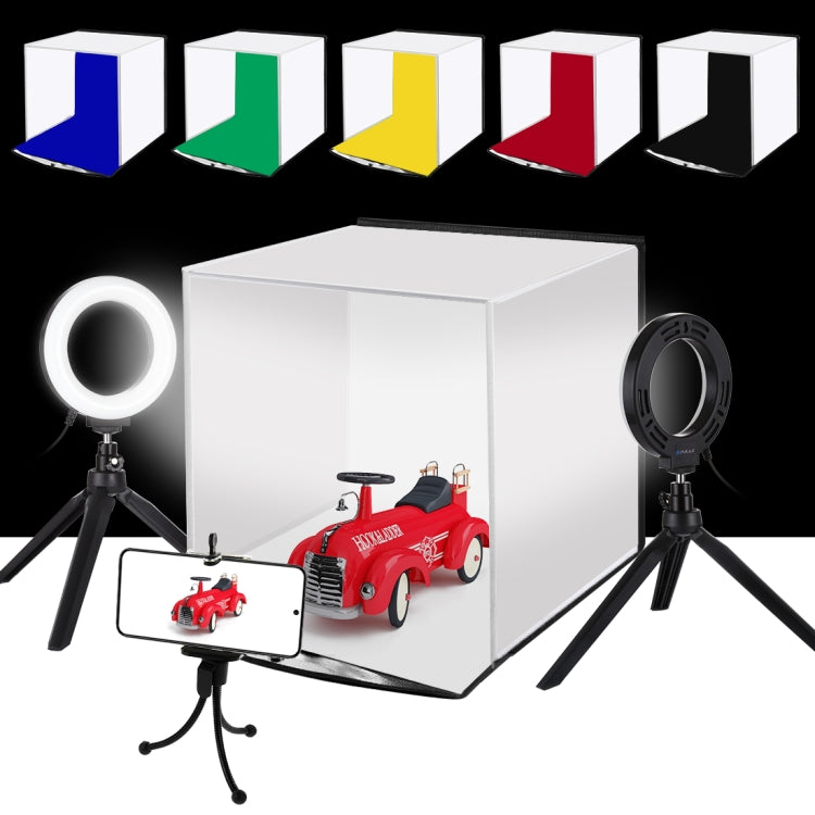 PULUZ 30cm Folding Portable Ring Light Photo Lighting Studio Shooting Tent Box Kit with 6 Colors Backdrops (Black, White, Yellow, Red, Green, Blue), Unfold Size: 31cm x 31cm x 32cm - by PULUZ | Online Shopping UK | buy2fix