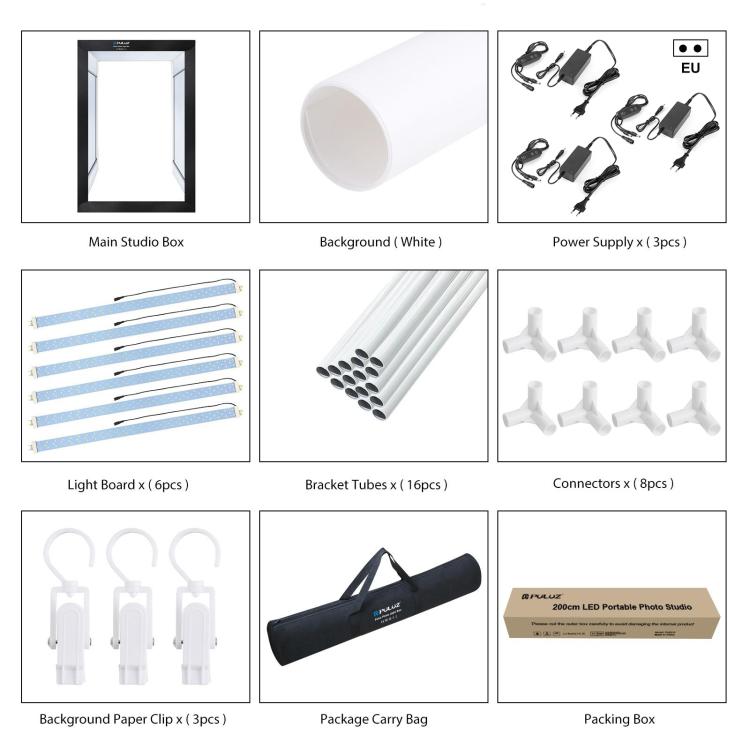 PULUZ 2m 240W 5500K Photo Light Studio Box Kit for Clothes / Adult Model Portrait(EU Plug) - by PULUZ | Online Shopping UK | buy2fix