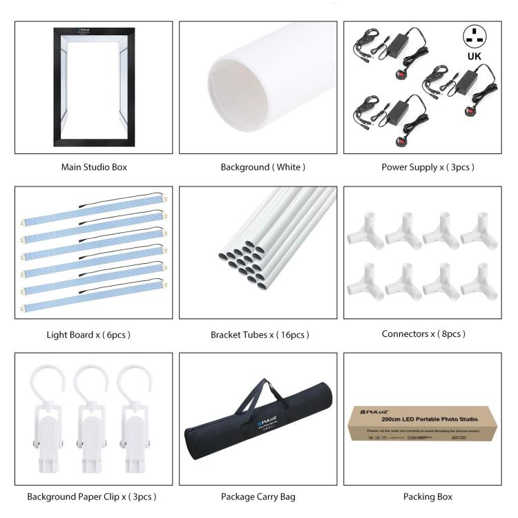 PULUZ 2m 240W 5500K Photo Light Studio Box Kit for Clothes / Adult Model Portrait(UK Plug) - by PULUZ | Online Shopping UK | buy2fix