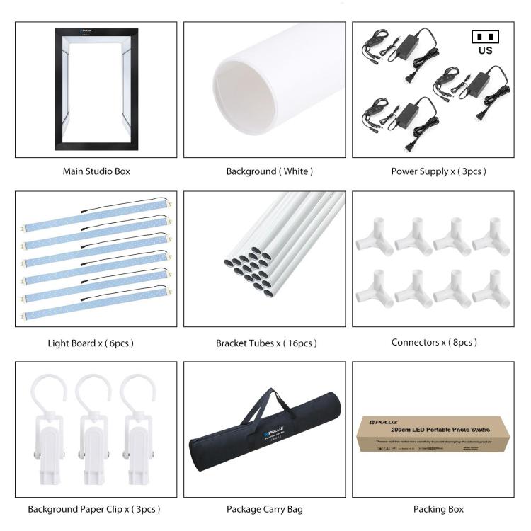 PULUZ 2m 240W 5500K Photo Light Studio Box Kit for Clothes / Adult Model Portrait(US Plug) - by PULUZ | Online Shopping UK | buy2fix
