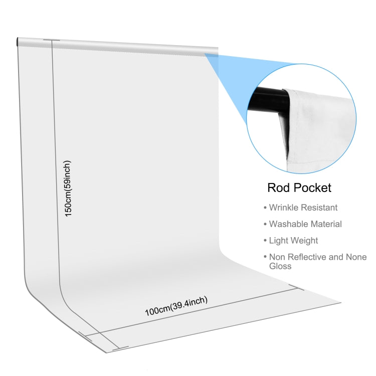 PULUZ 1m x 1.5m Photography Background Photo Studio Background Cloth Backdrop (White) - Solid Color by PULUZ | Online Shopping UK | buy2fix