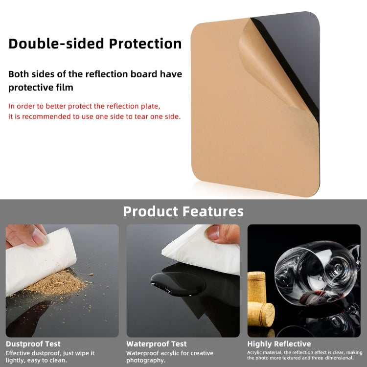 PULUZ 39cm Photography Acrylic Reflective Display Table Background Board(Black) - by PULUZ | Online Shopping UK | buy2fix