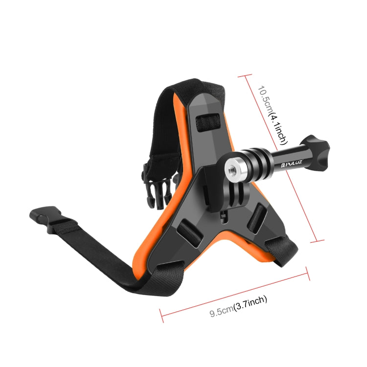 PULUZ Motorcycle Helmet Chin Strap Mount for GoPro, DJI Osmo Action and Other Action Cameras(Orange) - Helmet Mount by PULUZ | Online Shopping UK | buy2fix