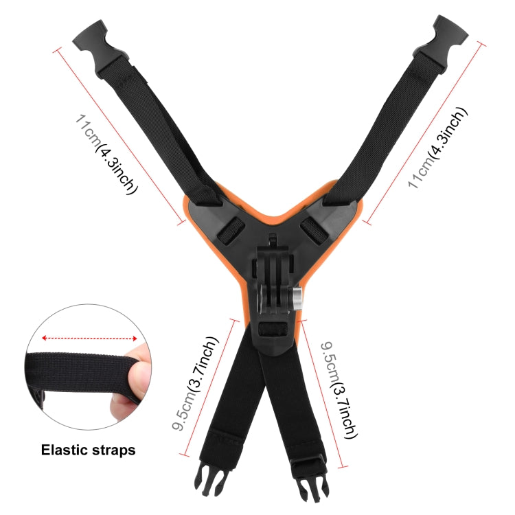 PULUZ Motorcycle Helmet Chin Strap Mount for GoPro, DJI Osmo Action and Other Action Cameras(Orange) - Helmet Mount by PULUZ | Online Shopping UK | buy2fix