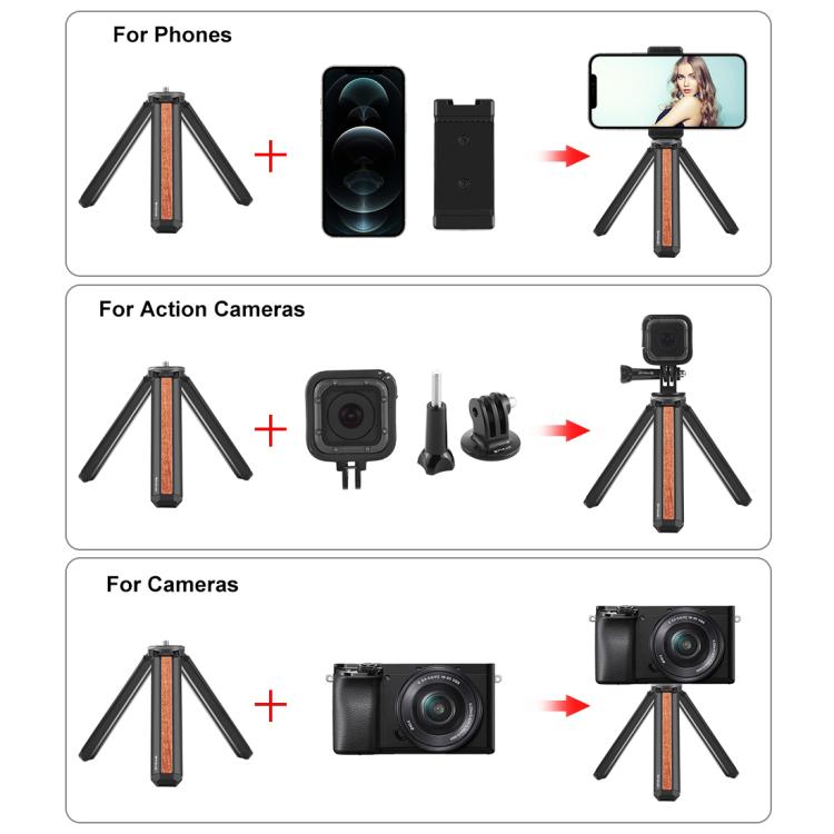 PULUZ Inlaid Wood Desktop Vlogging Live Tripod Holder (Black) - Tripods by PULUZ | Online Shopping UK | buy2fix