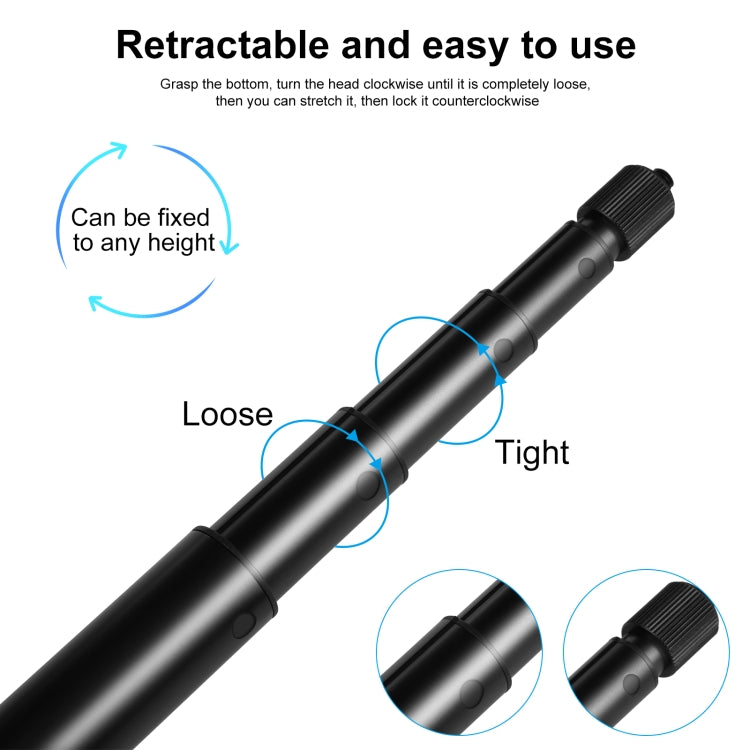 PULUZ 2m Metal Selfie Stick Monopod for Insta360 One RS / X2 / X3 / X4 / DJI Osmo 360 (Black) - Self Monopod Grip by PULUZ | Online Shopping UK | buy2fix