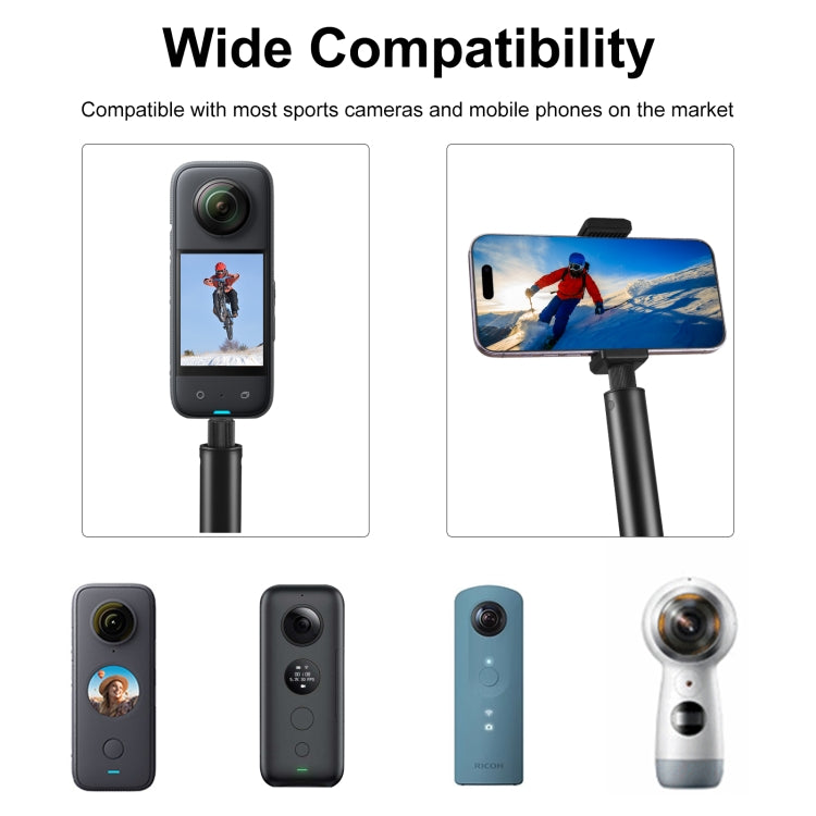PULUZ 2m Metal Selfie Stick Monopod for Insta360 One RS / X2 / X3 / X4 / DJI Osmo 360 (Black) - Self Monopod Grip by PULUZ | Online Shopping UK | buy2fix
