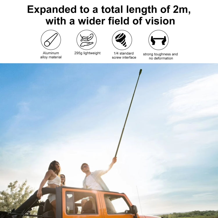 PULUZ 2m Metal Selfie Stick Monopod for Insta360 One RS / X2 / X3 / X4 / DJI Osmo 360 (Black) - Self Monopod Grip by PULUZ | Online Shopping UK | buy2fix
