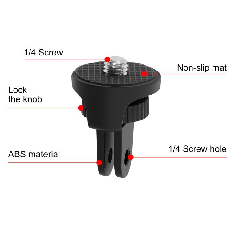 PULUZ 1/4 inch Screw Adjustable ABS Action Camera Tripod Adapter (Black) - Connection Mount by PULUZ | Online Shopping UK | buy2fix