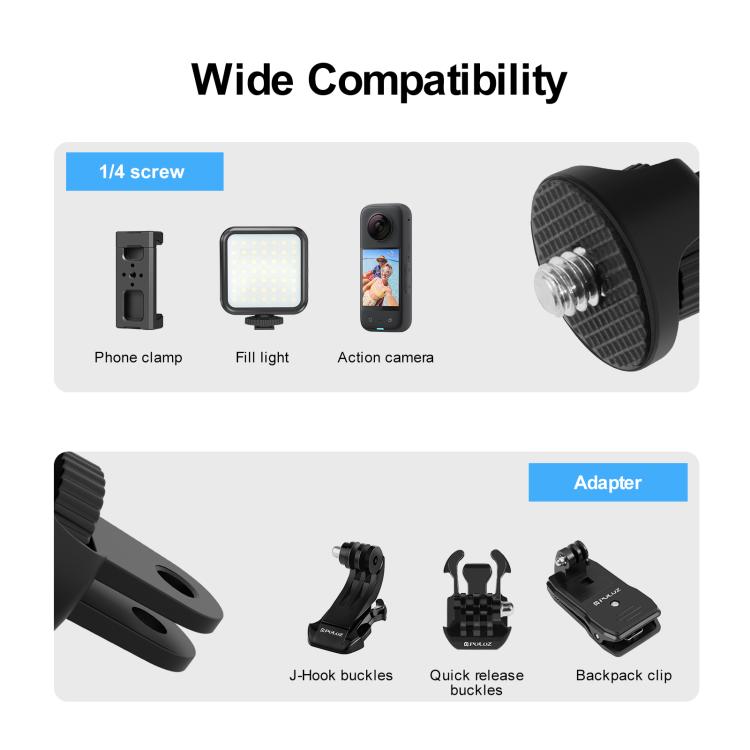 PULUZ 1/4 inch Screw Adjustable ABS Action Camera Tripod Adapter (Black) - Connection Mount by PULUZ | Online Shopping UK | buy2fix