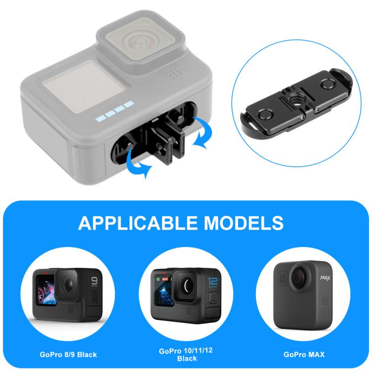 PULUZ Quick Release Magnetic Folding Base Adapter for GoPro HERO12 Black /11 Black /11 Black mini /10 Black /9 Black /8 Black / Max (Black) - Connection Mount by PULUZ | Online Shopping UK | buy2fix