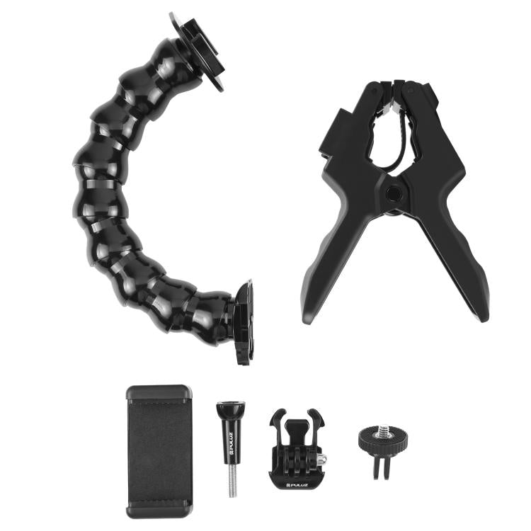 PULUZ Action Sports Cameras Jaws Flex Clamp Mount with Phone Clamp (Black) - Holder by PULUZ | Online Shopping UK | buy2fix