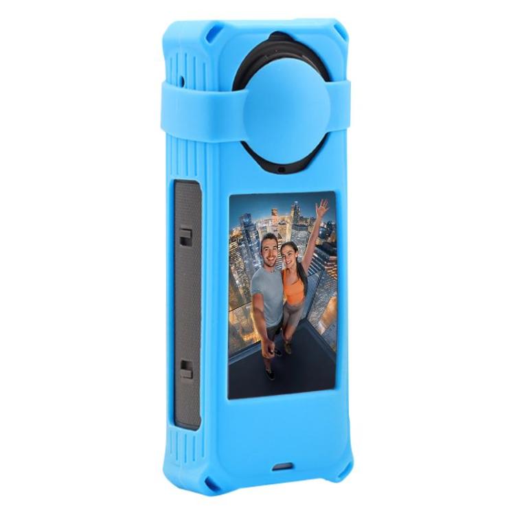 For Insta360 X5 PULUZ Silicone Protective Case with Lens Cover (Blue) - Case & Bags by PULUZ | Online Shopping UK | buy2fix