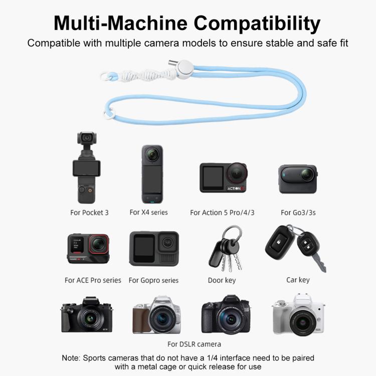 PULUZ Sports Camera Lanyard Long Adjustable Anti-lost Rope for DJI OSMO Pocket 3 / Insta360 X5 (Blue) - by PULUZ | Online Shopping UK | buy2fix