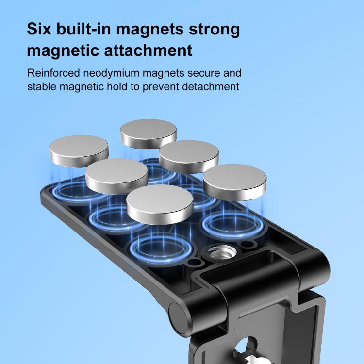 PULUZ Folding Magnetic Mount Base L Bracket For Insta360 X4 / X5 / DJI Pocket 3 (Black) - Mount & Holder by PULUZ | Online Shopping UK | buy2fix